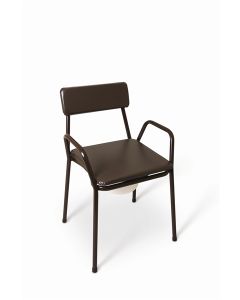 T59 Stacking Commode – Fixed Height & Fixed Arms – Brown