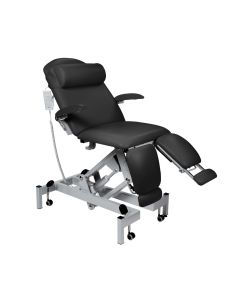Fusion Podiatry Chair, Electric Height Adjustment, Gas Assisted Head and Split Adjustable Length ﻿and Foot Sections - Black